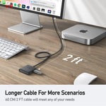 USB C to 4 USB C Hub|2ft long cable