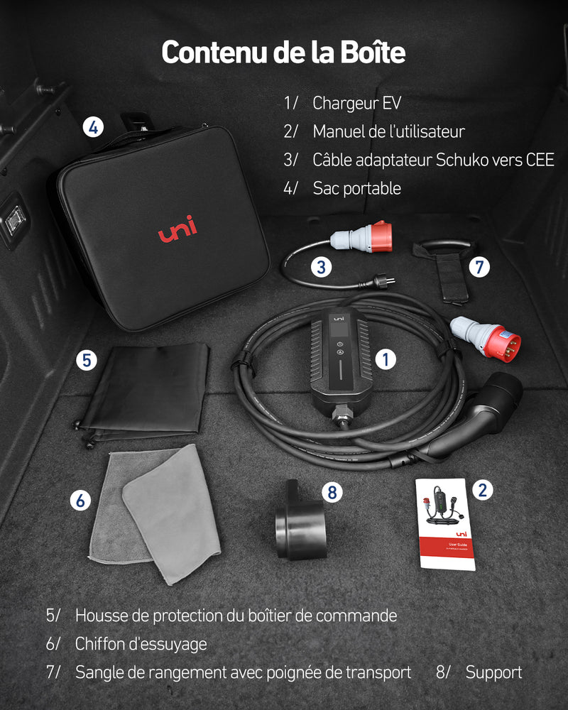 uniタイプ 2 EV 充電ケーブル 11kW 7m ポータブル三相電気自動車充電ステーション
