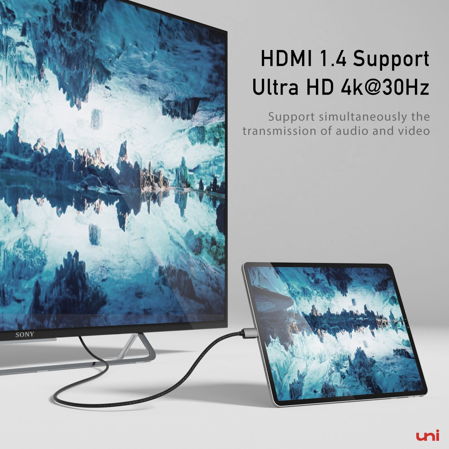スクリーン + | 4K USB-C - HDMI ケーブル | 1.8m