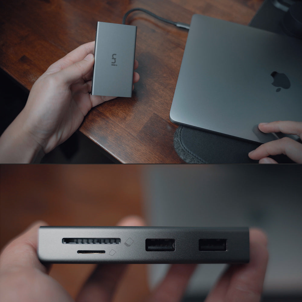 USB-C 8-in-1-hub | Afneembare kabel | Unie Pro