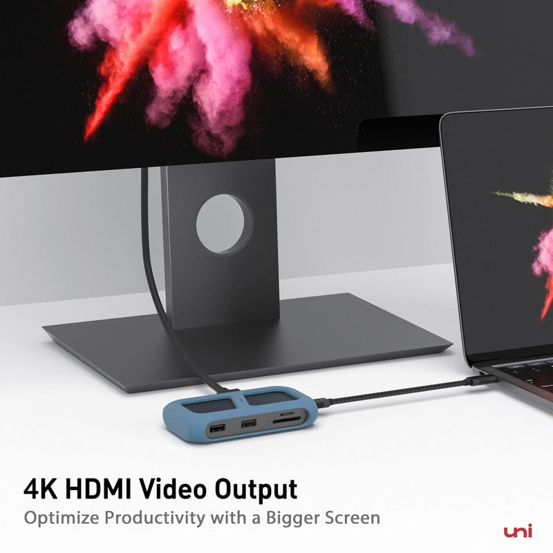 USB-C 8-in-1-hub | Afneembare kabel | Unie Pro