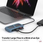 USB-C 8-in-1-hub | Afneembare kabel | Unie Pro