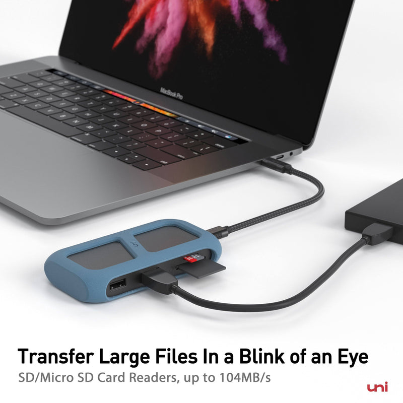 USB-C 8-in-1-hub | Afneembare kabel | Unie Pro