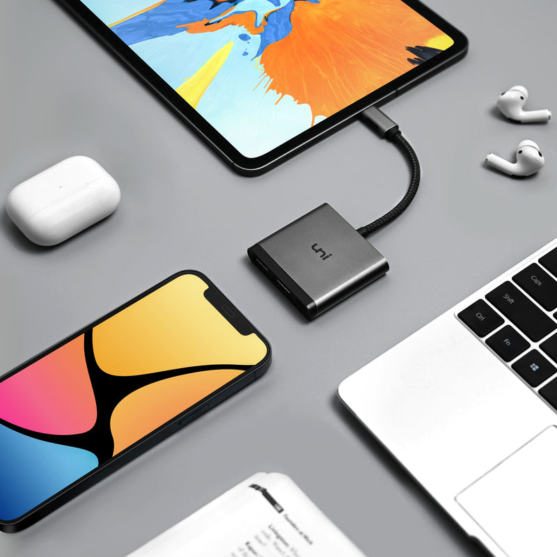 Multiport Adapter for daily Use uni USB C 3 in 1 Hub